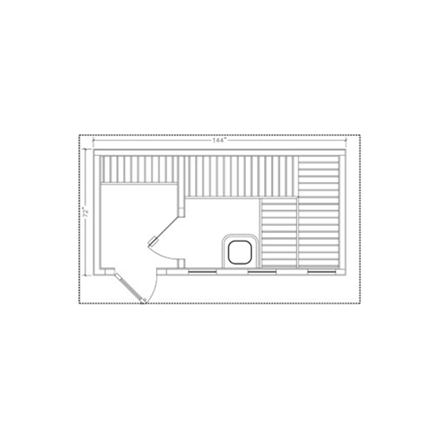 6x12 outdoor sauna with changing room
