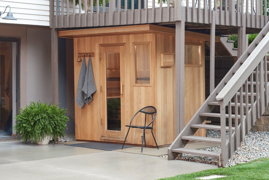 pool pairs perfectly with outdoor sauna