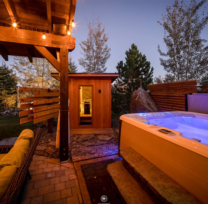 Outdoor sauna with Himalaya heater