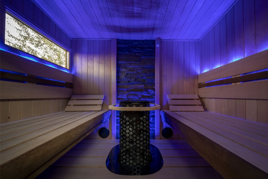 custom features in outdoor sauna