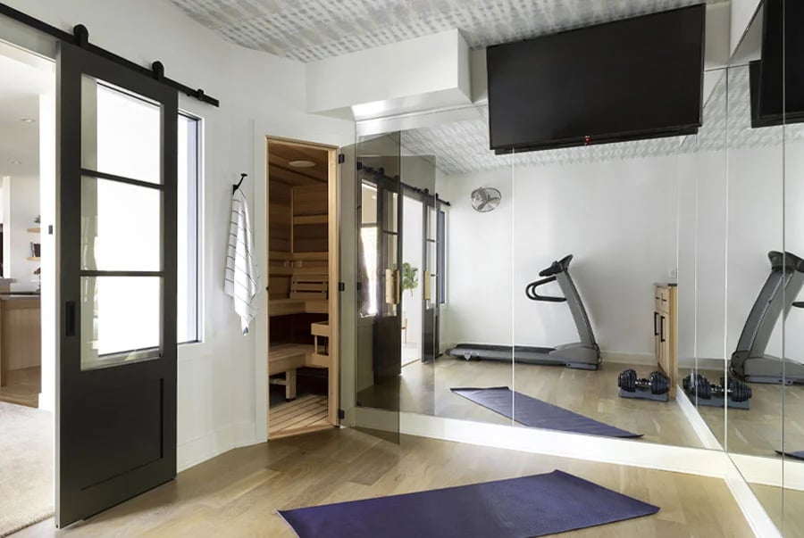 home fitness center and sauna