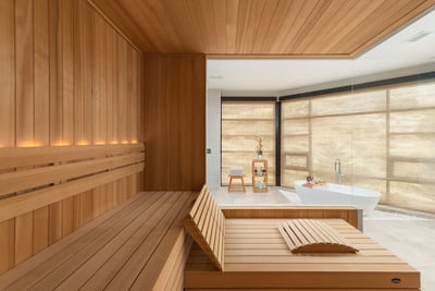 Custom Sauna with Floor to Ceiling Glass Exudes Beauty from the Inside Out, and Vice Versa