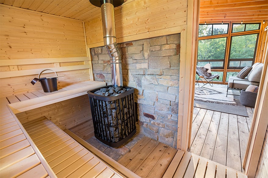 Custom Outdoor Sauna Interior View
