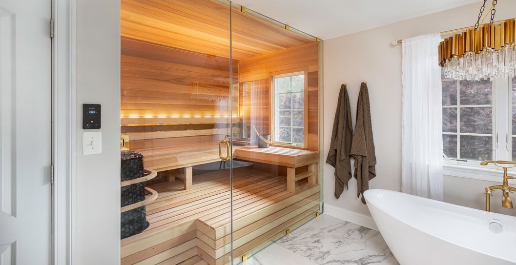 An Elegant Master Bathroom Sauna Retreat featured image