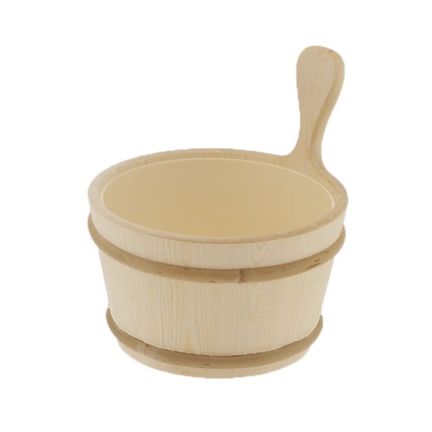 classic wood bucket with plastic liner