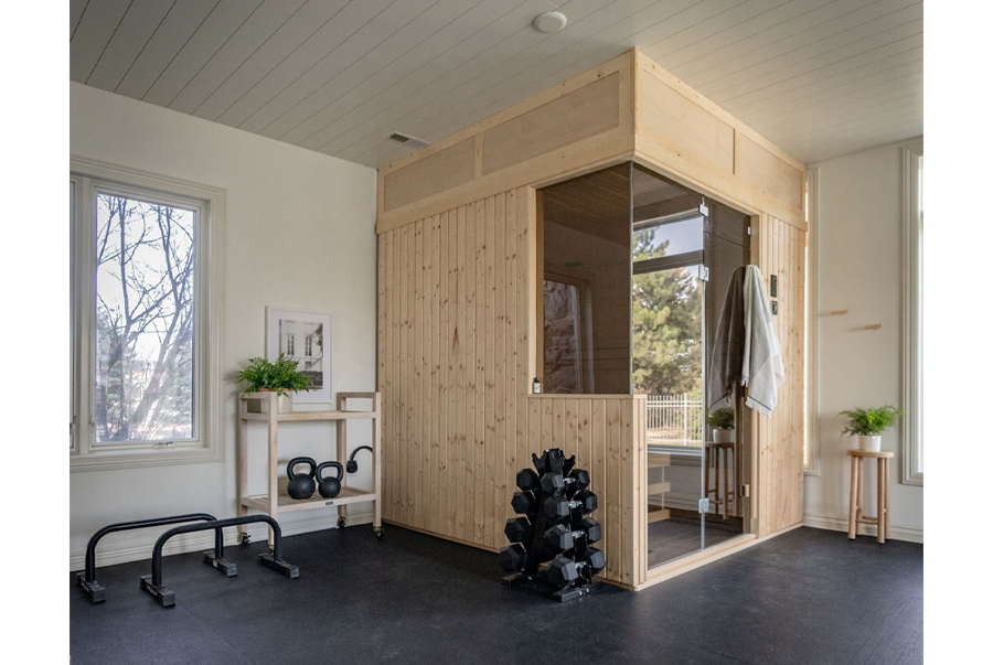 custom sauna in home fitness room