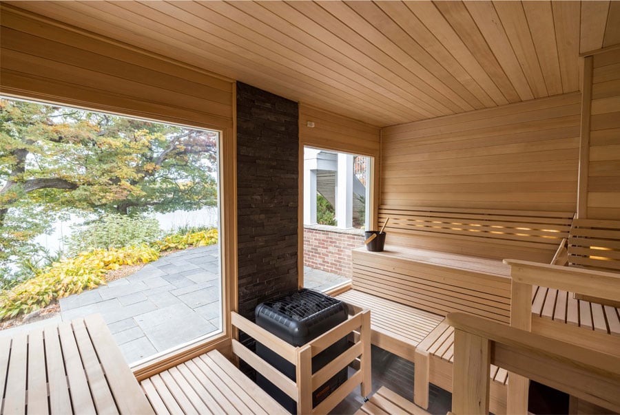 sauna with benches